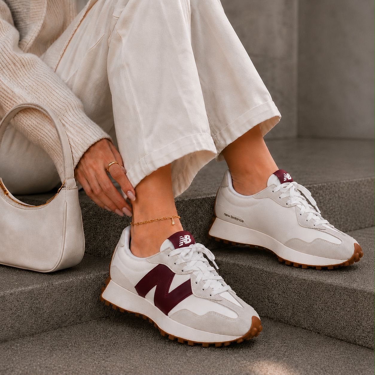 NEW BALANCE 327  | WHITE BORDEAUX