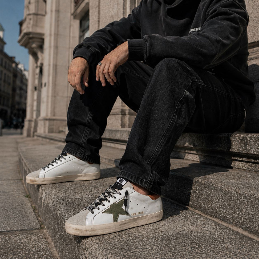 GOLDEN GOOSE SUPERSTAR | WEISS OLIVGRÜN